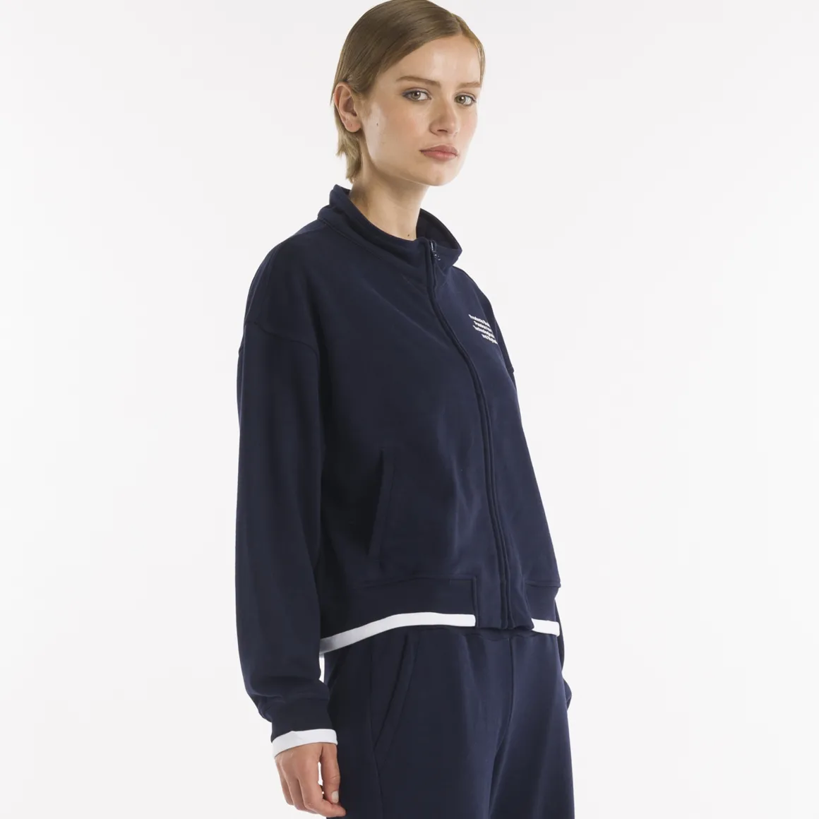 Sweatshirt crop SS25 à fermeture éclair intégrale pour femmes